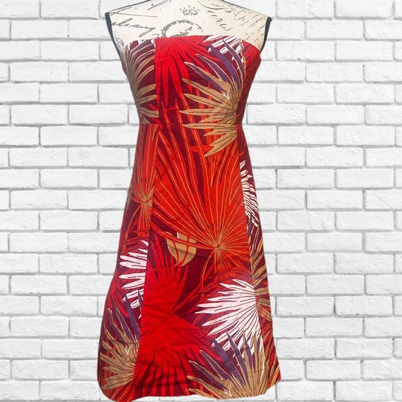 GAP Red and White Strapless A-line Dress Resort Wear - Picture 1 of 6